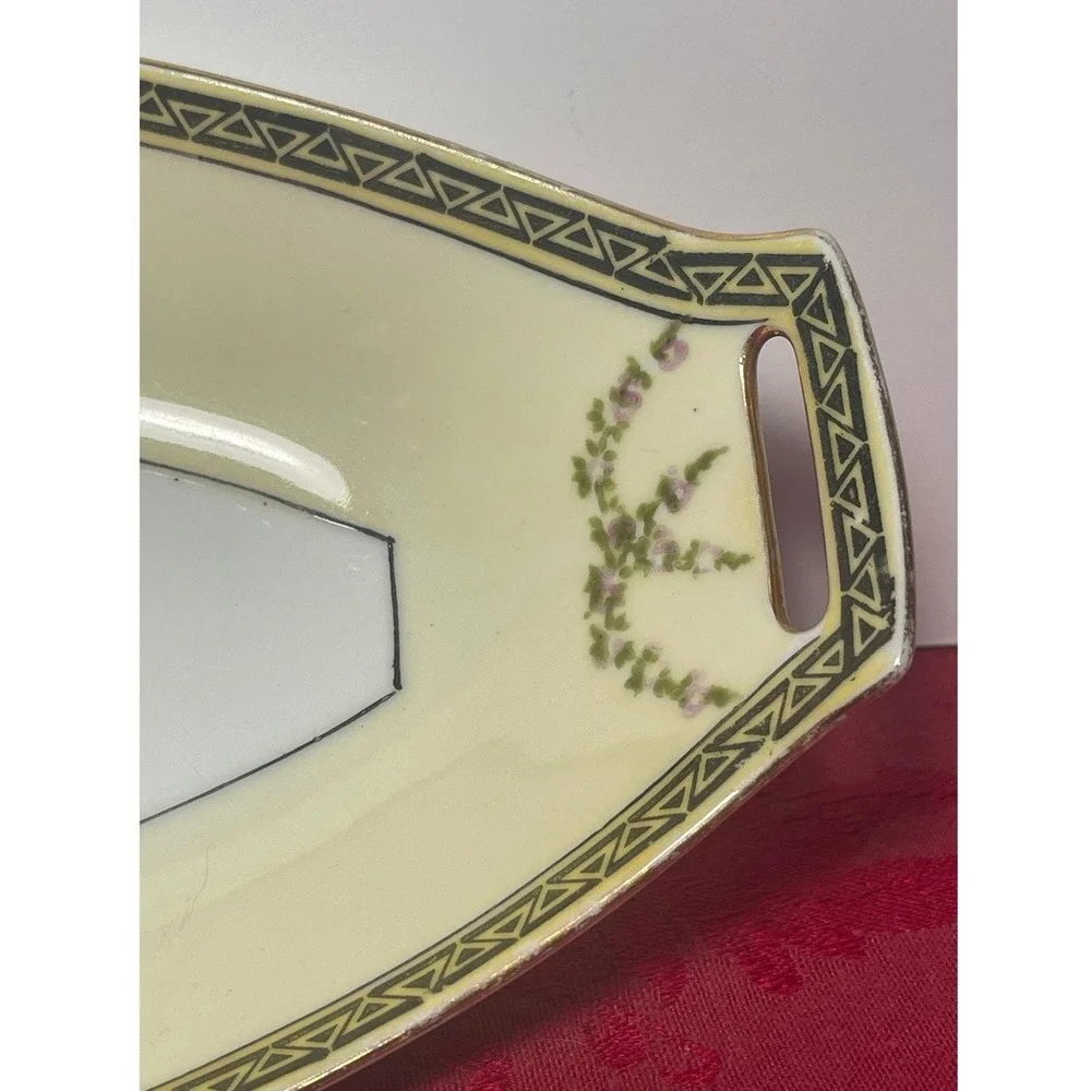 Vintage Noritake Oblong Serving Dish Yellow Fruit Basket Design Japan 12 inch